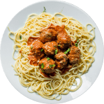 Plate of spaghetti and meatballs